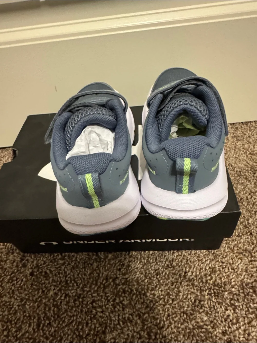 Under Armour Kids Gray Sneakers with Neon Yellow Accents